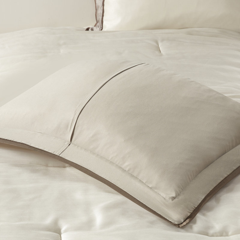 Genevieve 7 Piece Comforter Set, Queen Comforter + 6 Additional Pieces, Taupe/Brown Polyester