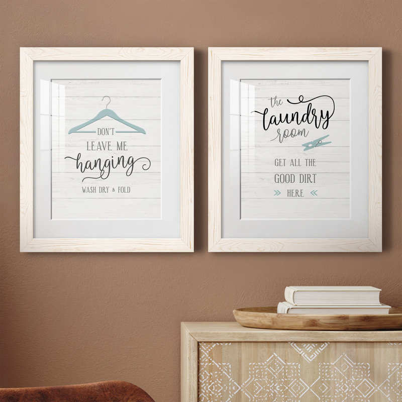 " Don't Leave " 2 - Pieces, 20" H x 34" W x 1.5" D, White Framed Paper