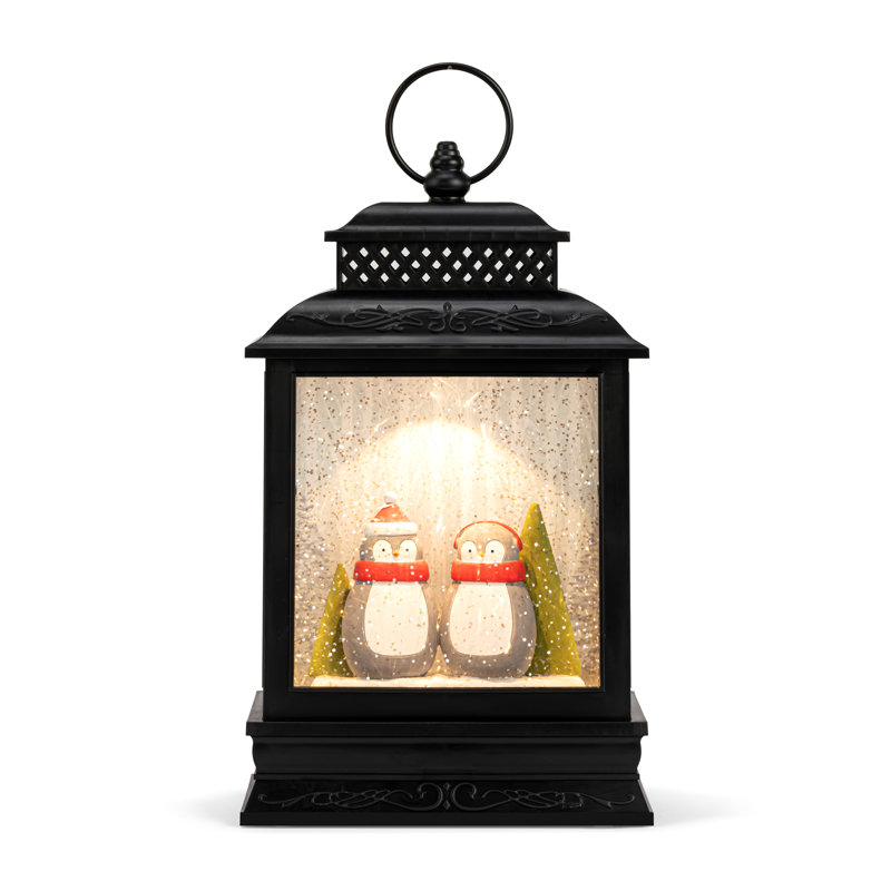 Lit Musical Penguin Pair Lantern - 6.5X10in