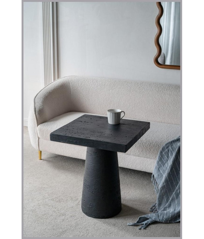 Table basse noire en magnésium 20 po x 20 po x 24 po, plateau carré aux lignes épurées, polyvalente pour le salon / la table de chevet, s'agence à tout décor