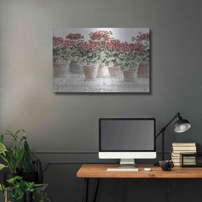 «Red Pots Geranium Mix III» par Cindy Jacobs, Red Barrel Studio®, art mural en métal