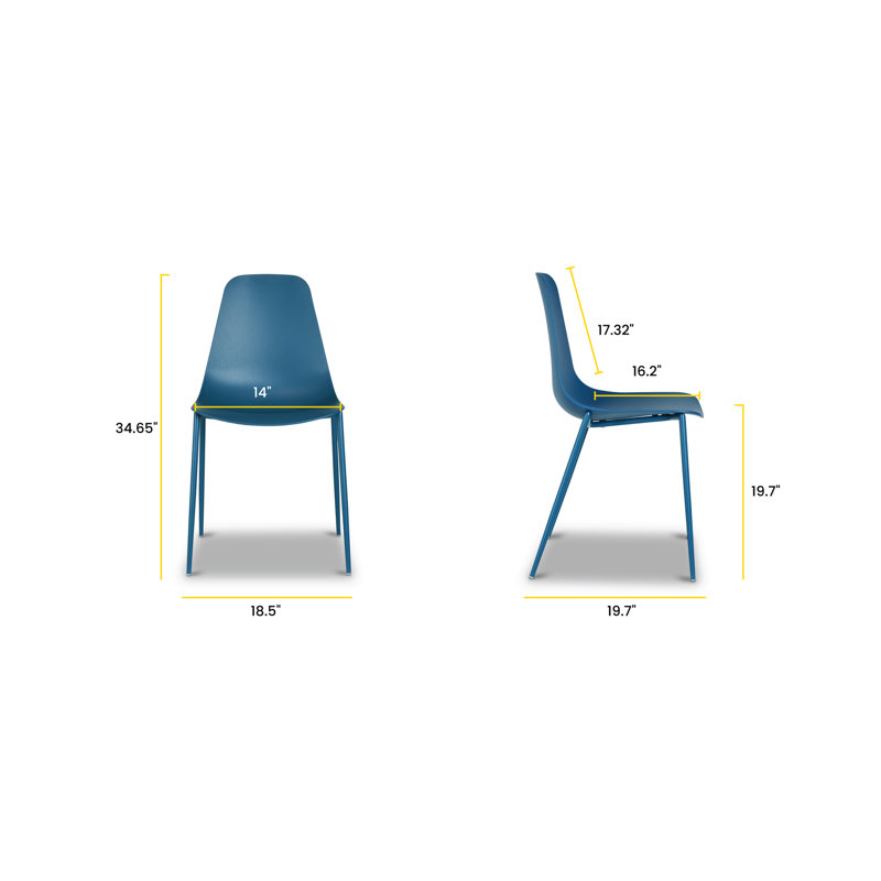 Ensemble de chaises de salle à manger intérieur / extérieur Isla (ensemble de 4), Bleu Lago