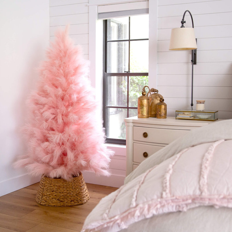 Arbre de Noël artificiel rose Pampas Grass, H 6 po x l 40 po x P 24 po