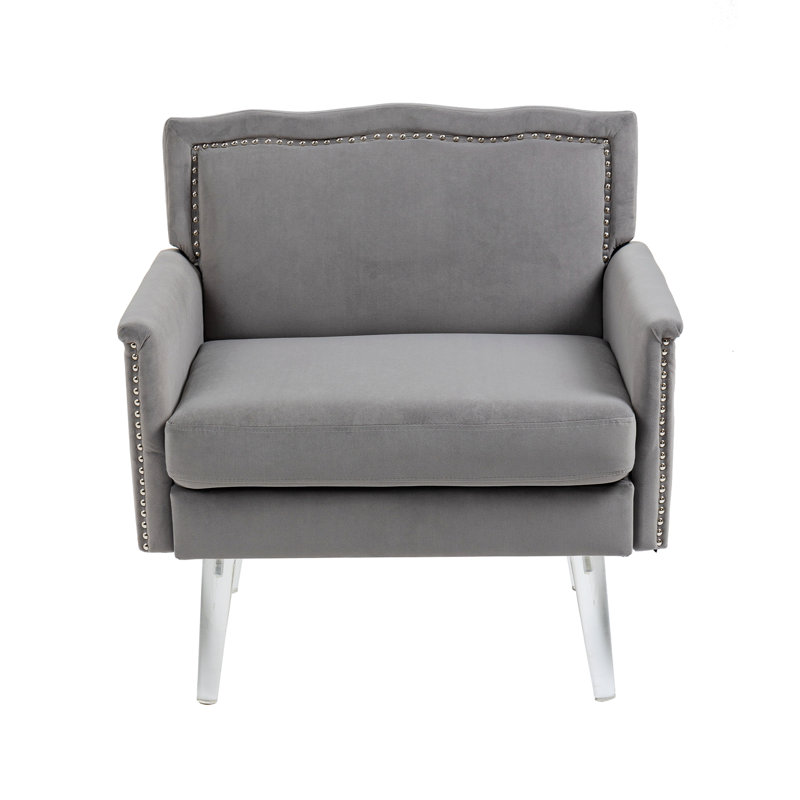 Upholstered Armchair, Gray Velvet