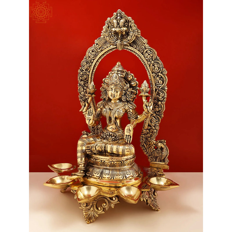 Lakshmi déesse en laiton 18 po avec diya