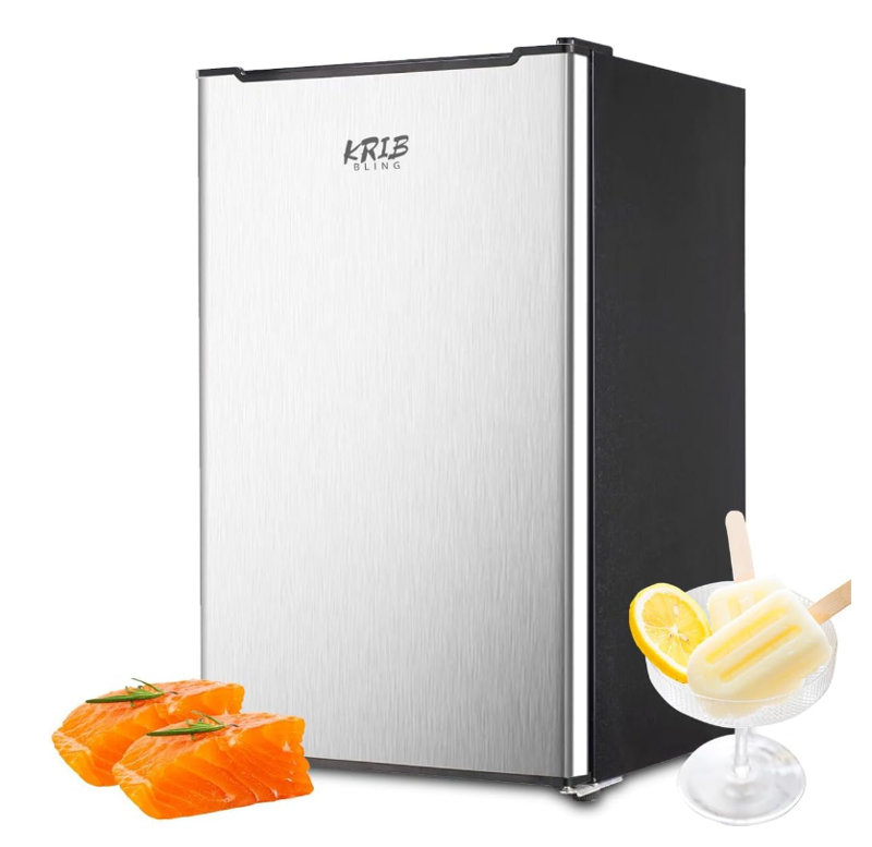 Congélateur vertical compact de 3,0 pieds cubes avec porte réversible, thermostat réglable à 3 vitesses, mini congélateur ultra silencieux à faible bruit de 40 dB pour le rangement des aliments dans les appartements, les dortoirs, les bureaux et les maisons