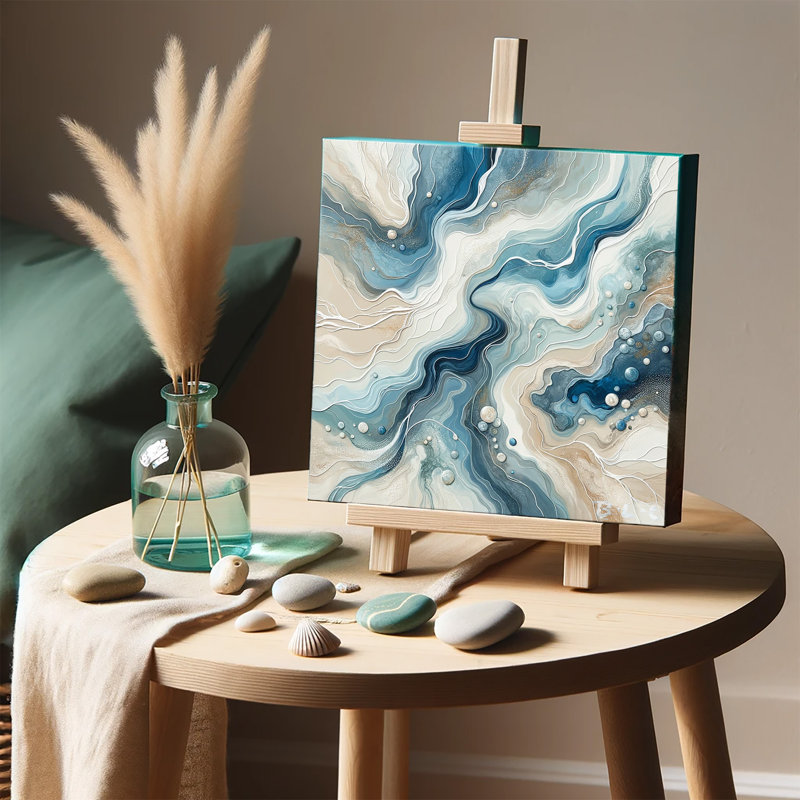 «Coastal Elegance: Abstract Ocean Wave», reproduction d'art sur toile tendue, H 12 po x l 12 po x P 1 po