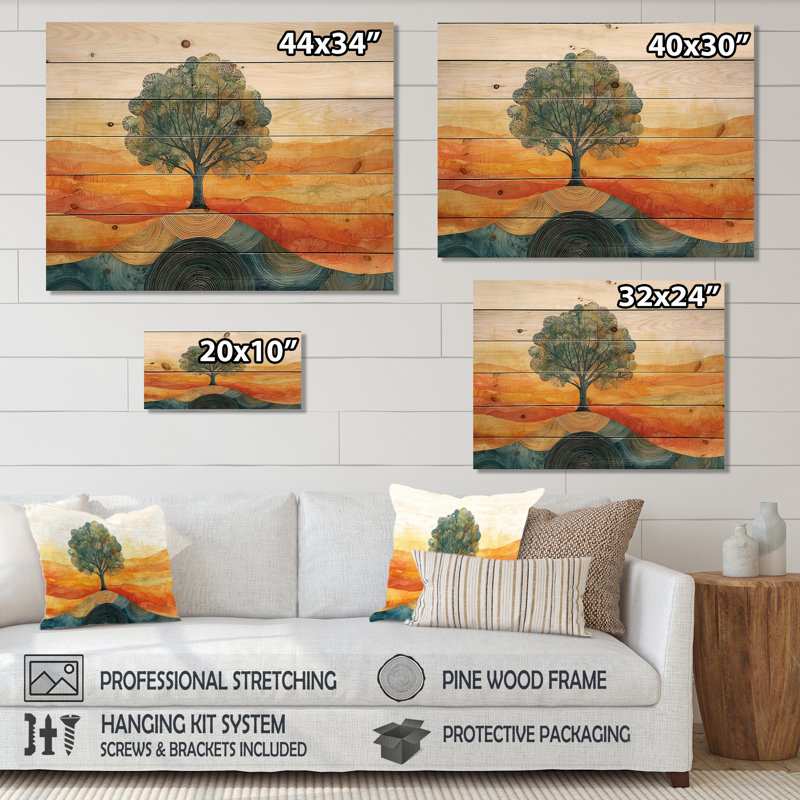 Baobab africain avec racines de sérénité V - décoration murale en bois d'arbre - sur bois de pin naturel