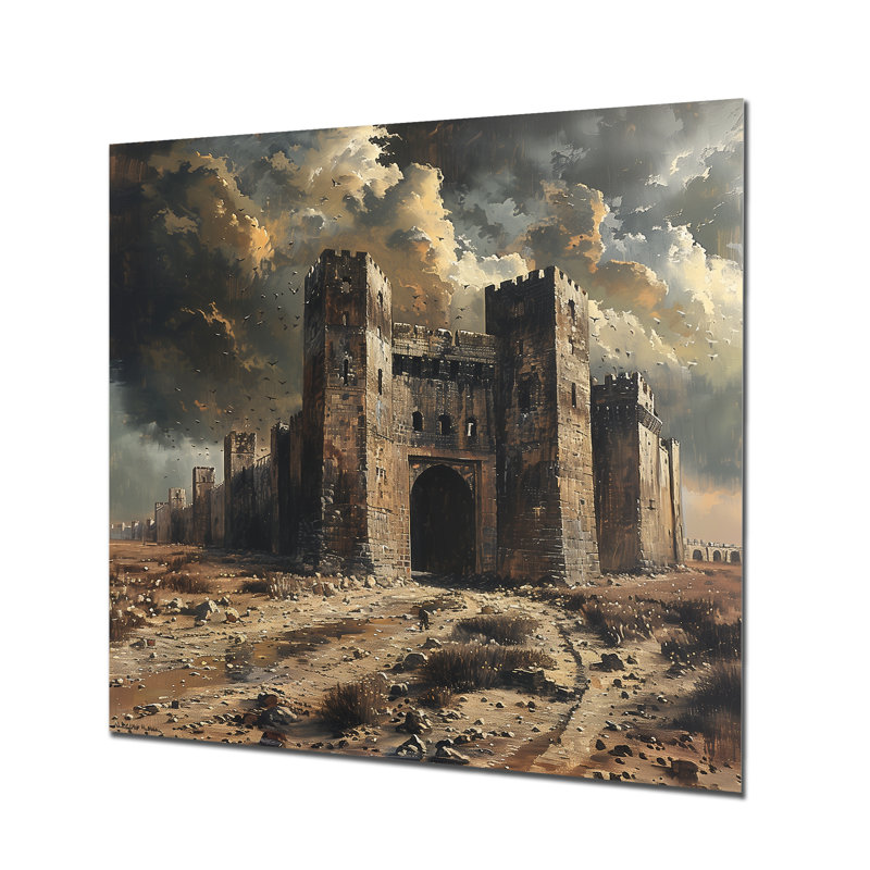 Décoration murale forteresse majestueuse grise et blanche II Fortress, Métal métal, H 36 po x l 36 po x P 1,5 po