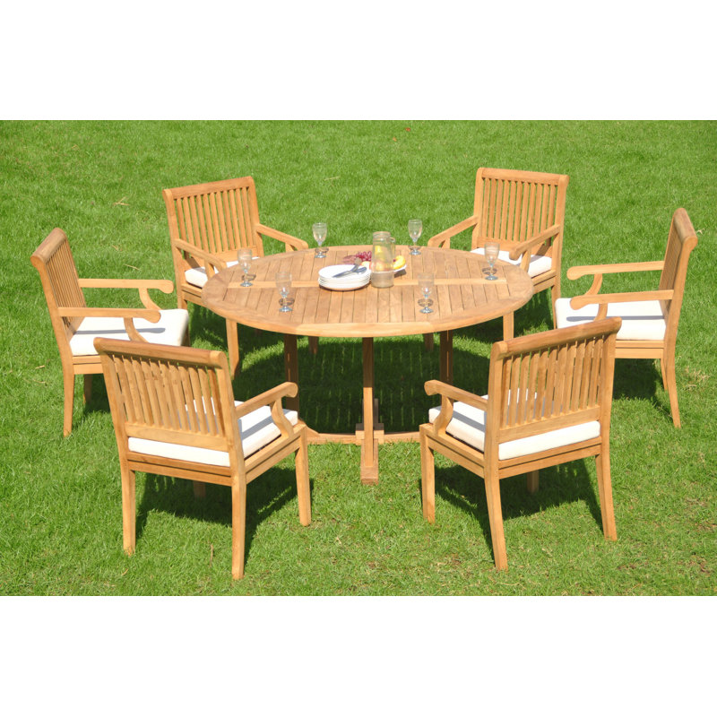 Ensemble repas 5 pièces teck luxueux Bradyn, 6