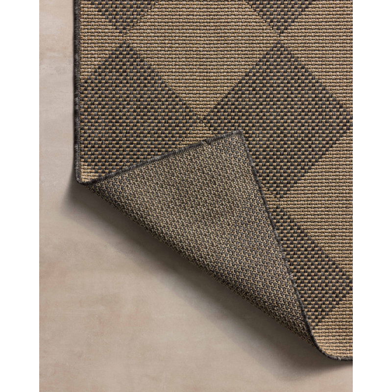 Graphite Sand Rectangular Synthetic Indoor/Outdoor Area Rug 7.6x10