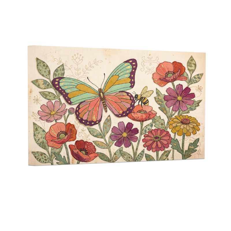 Imprimé à motif animaux, papillon et fleurs, H 12 po x l 18 po