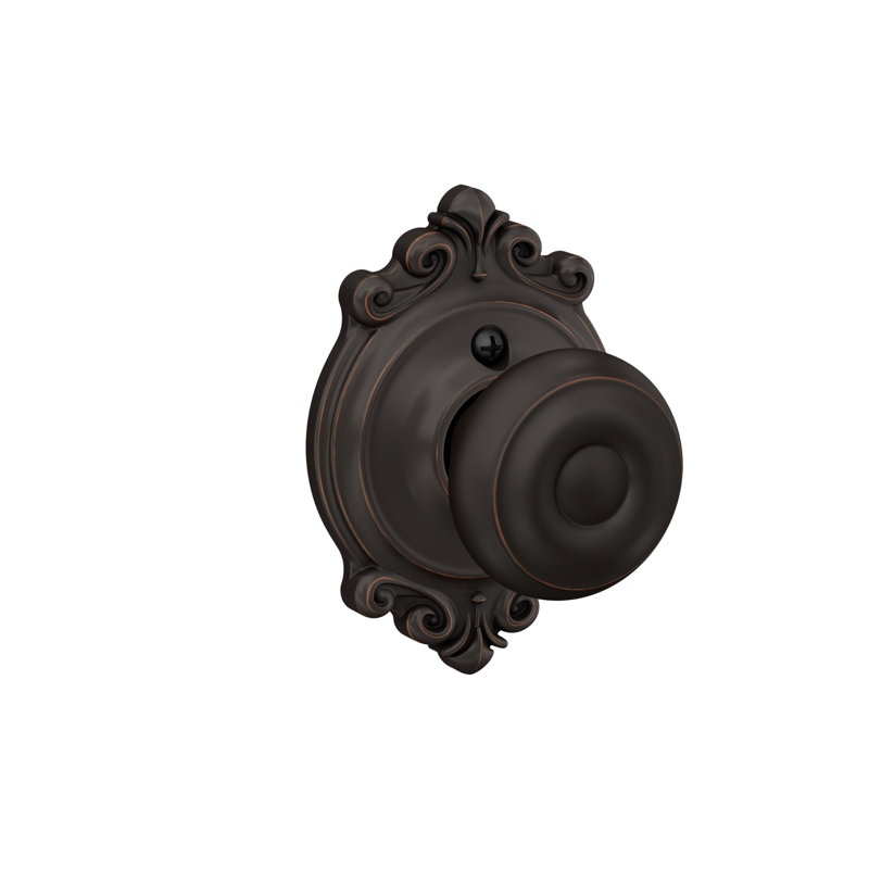 Georgian Hall and Closet Knob with Brookshire Trim, Aged Bronze