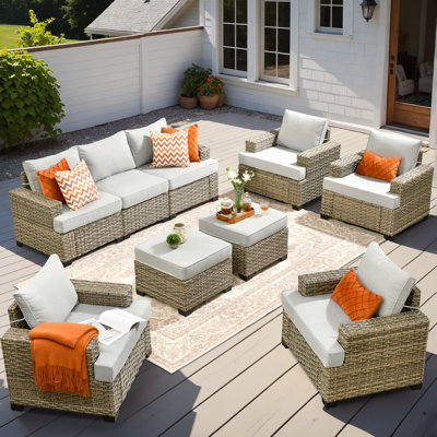 Harbin Wricker 7 - Person Outdoor Seating Group With Cushions