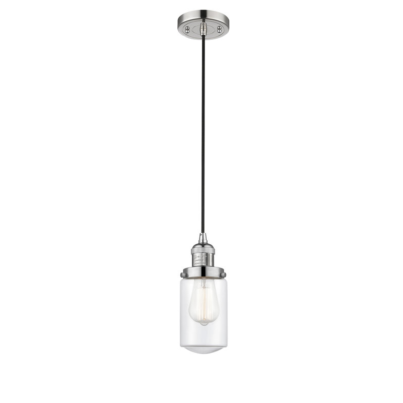 Luminaire suspendu 1 lumières scolaire single Saroyan, Transparent, Nickel poli, Ampoule non incluse