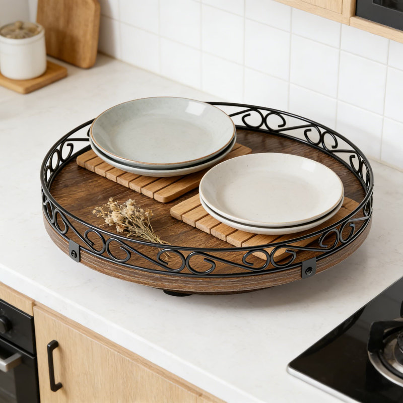 Plateau tournant Lazy Susan, Noyer