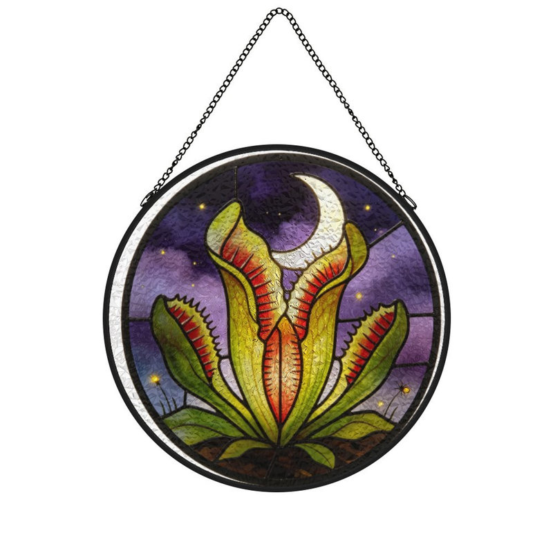 Vitrail de style carnivore plante sous les vitraux Suncatcher pour décor de fenêtre, 7,8 x 7,8 po (20 x 20 cm)
