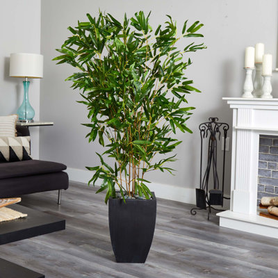 5ft. Bamboo Artificial Tree in Black Planter (Real Touch) UV Resistant (Indoor/Outdoor)