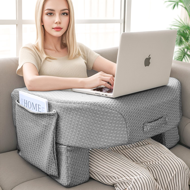 Coussin de lecture pour ordinateur portable, coussin de jeu pour accoudoir très grand pour adulte, coussin de bureau à hauteur réglable pour travailler, jouer, lire