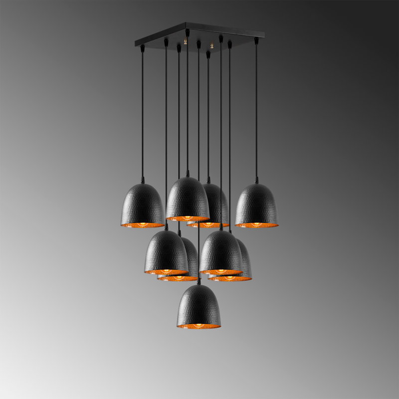 Maranta 9 - Light Black Cluster Pendant, Black