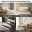 UK & EU Sizes Velvet Ottoman Bed With Motion Sensor LED Lights, Upholstered Cloud Tufted Frame, Beige-1658482775