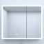36 po X P 30 H Armoire à pharmacie en aluminium argenté avec miroir, DEL, horloge, conception biseautée, stations de charge à haute densité de brouillard d'eau rectangulaire encastré / à fixation en surface