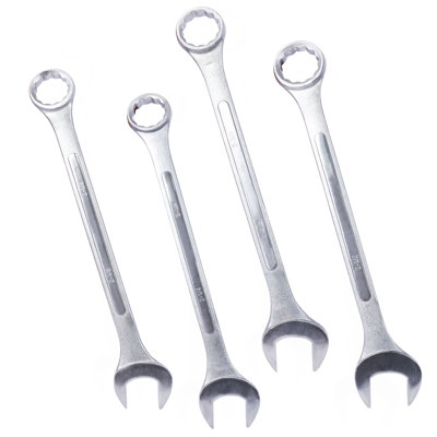 SAE Jumbo Combination Wrench Set Extra Large, 4 Piece ,Storage Bag Included Chrome Plated