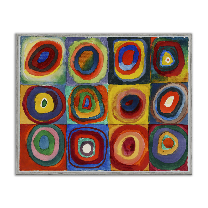 «Kandinsky Classic Circles», estampe numérique encadrée par one1000paintings, Estampe numérique Farmhouse, H 24 po x l 30 po