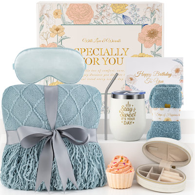 KingSo Birthday Gifts for Women, Self Care Package Unique Happy Birthday Basket for Her Mom Best Friends Wife Sister Boss, Get Well Soon Gift Baskets Spa Car
