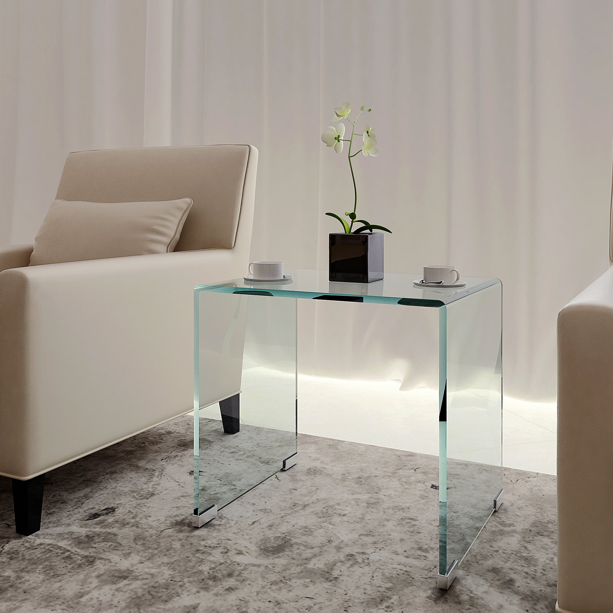 Ivy Bronx Linsday Glass Coffee Table for Living Room | Wayfair