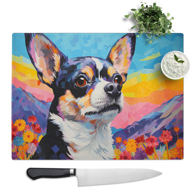 Chihuahua Colour Field  Glass Chopping Board
