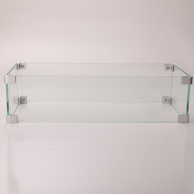 Foyer en verre transparent pour foyer d'extérieur rectangulaire de 7,48 po L, P 19,4, H 5,52 lb, foyer en verre, profondeur, largeur, hauteur,