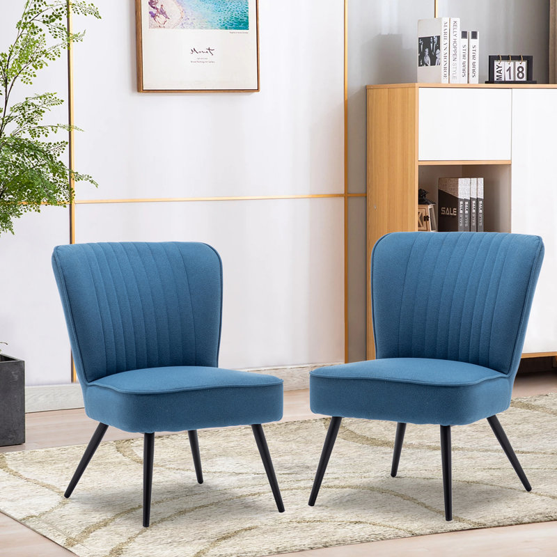 Allicyn 57.91Cm Wide Linen Slipper Chair, Blue