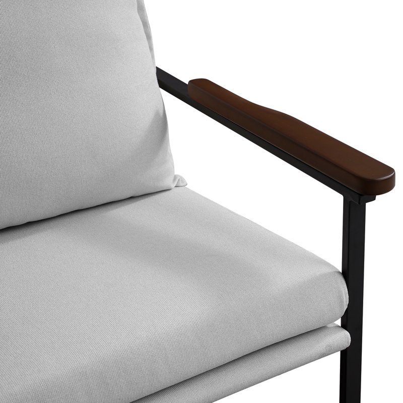 Structure de fauteuil en métal avec dossier rembourré Turnbridge, Microfibre/microsuède gris clair, 1