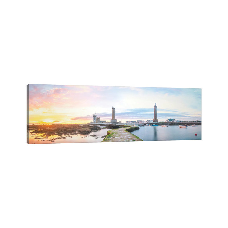 Panoramic Lighthouse In Penmarch by Philippe Manguin - Wrapped Canvas Panoramic Painting