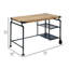 Bureau 47 po, roulette industrielle, métal noir, bois brun