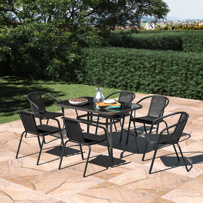Paola 6 - Person Patio Dining Set with Rectangular Table