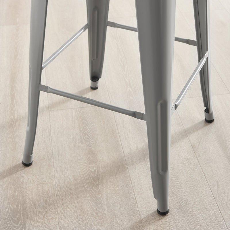 Honora Classic Industrial Metal Breakfast Bar Stool - Style Bold Colour Stackable, Grey