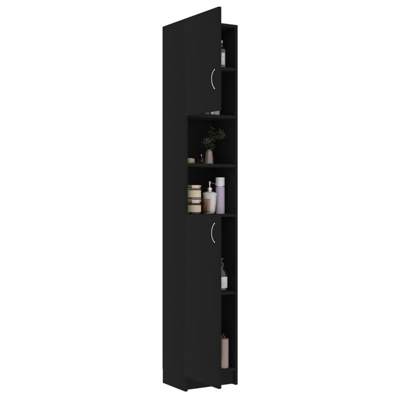 Campbellton vidaXL Bathroom Cabinet 32x25.5x190 cm Engineered Wood, Black