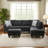 3-Piece L-Shaped Sectional Sofa and Chaise with Ottoman