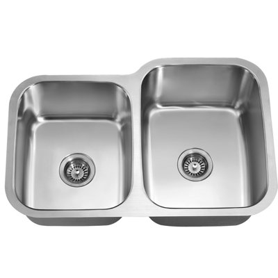 32" L x 21" W Double Bowl Undermount Stainless Steel Kitchen Sink