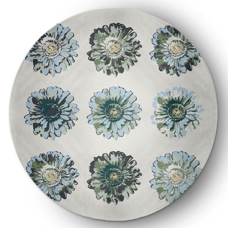 Chenille Floral Indoor Rug, Round 5'