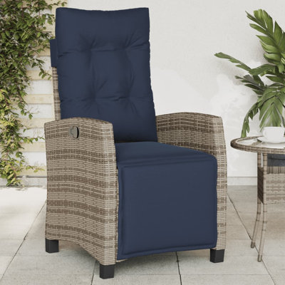 vidaXL Reclining Garden Chairs 2 pcs with Footrest Grey Poly Rattan