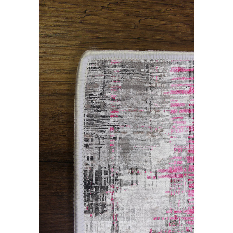 Tapis de couloir écologique, 100% polyester, 3,3 x 4,9 pi | Antibactérien, points PVC antidérapants, 650 g / m² | Lavable à la machine, impression numérique, couleur grise | Parfait pour l'entrée et les espaces de vie