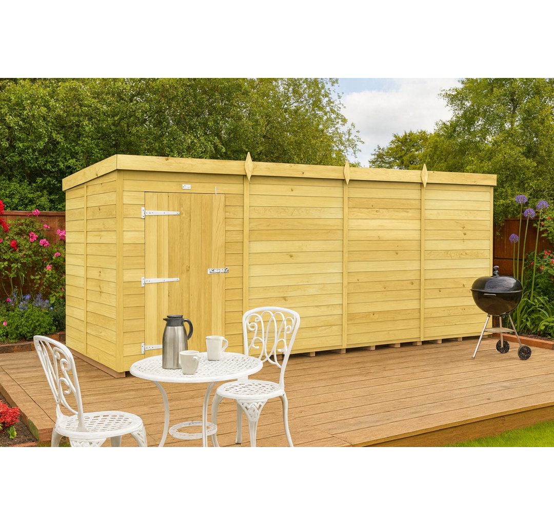 16ft x 5ft Pent Shed - Single Door with Windows