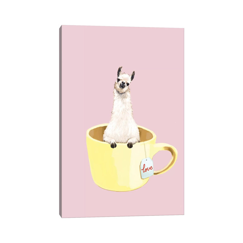 Llama In Cup by Big Nose Work - Wrapped Canvas Gallery-Wrapped Canvas Giclée, 20.32 cm H x 30.48 cm W