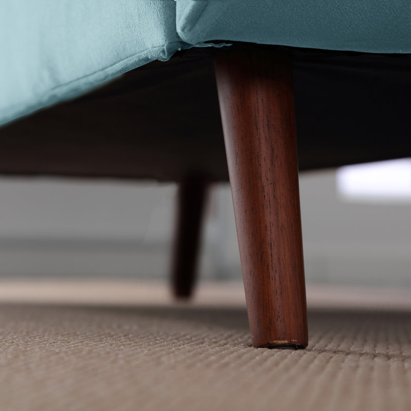 Blue Velvet Upholstered Storage Bench with Roll-Arm