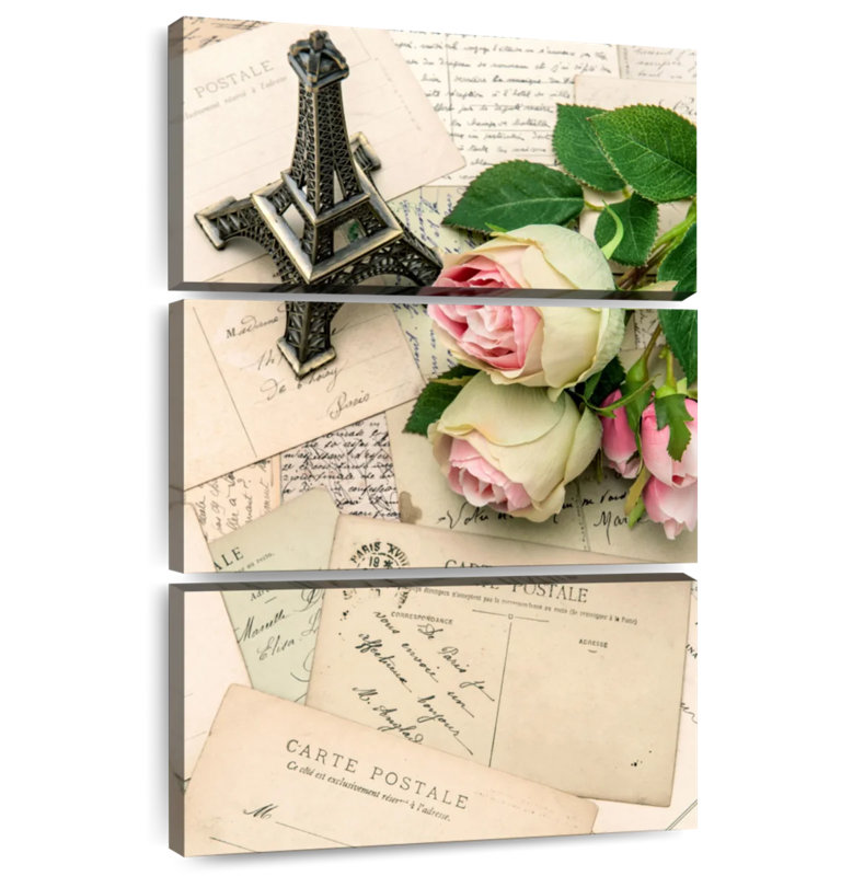 Hardie roses sur des cartes postales françaises, H 50 po x l 32 po