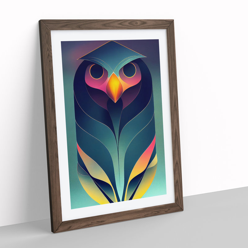 Futuristic Bird - Single Picture Frame Print, 64cm H x 46cm W x 2cm D, Walnut