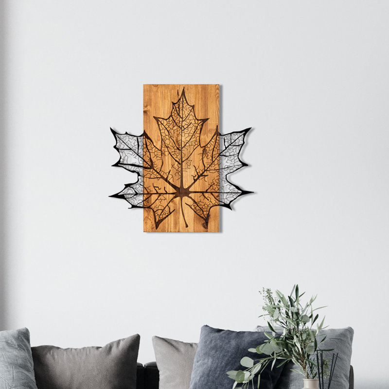 Elegant Decorative Wooden Wall Accessory, Black & Walnut, 22.0 x 22.8 inches | 100% Metal Frame (Thickness: 0.05 inches), 100% Wooden Backing (Thickness: 1.2 inches) | Perfect for Home Decor & Modern Spaces
